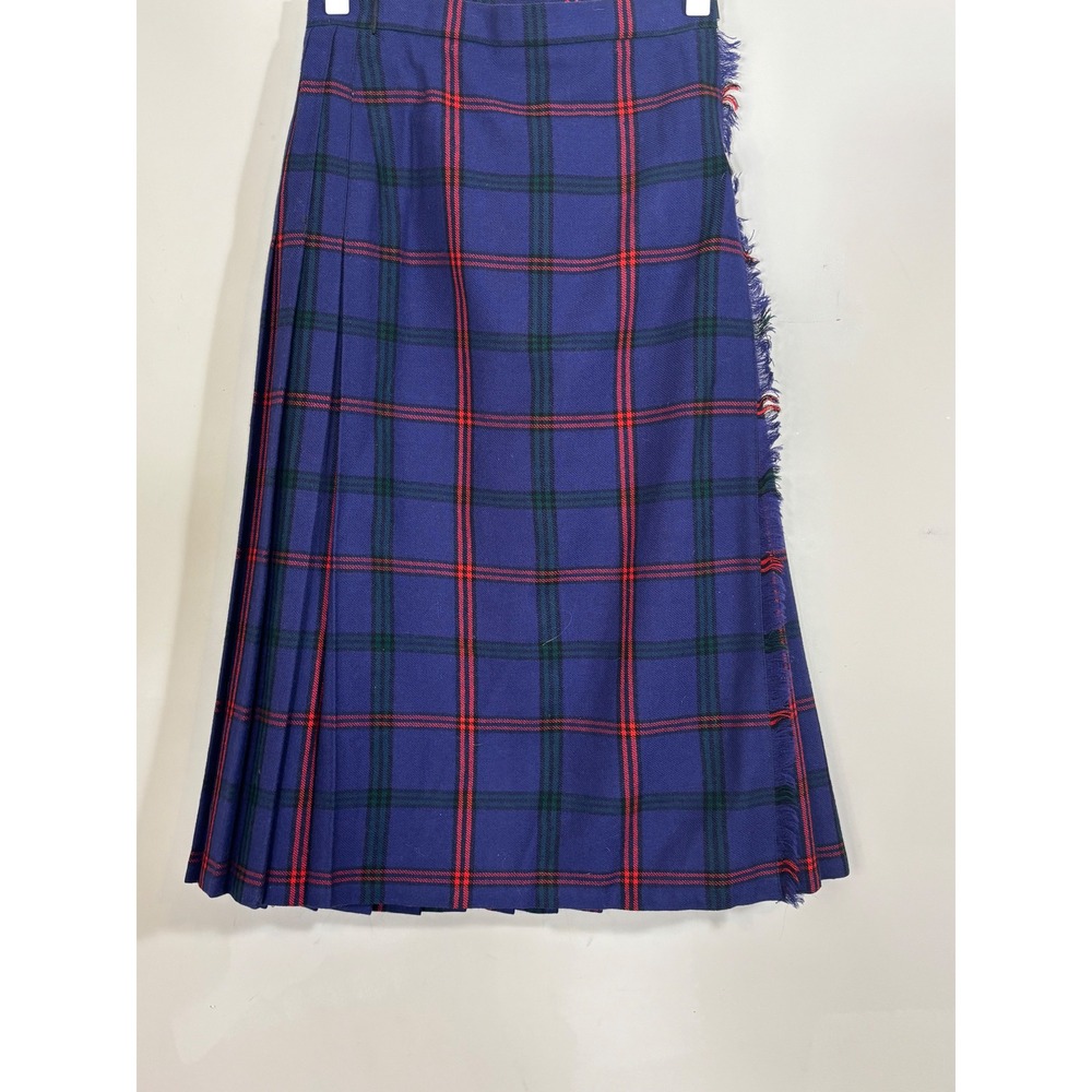 Loch Lomond Mill Vintage Scottish Wool Tartan Plaid Kilt Skirt Blue Red Green 0 - Picture 8 of 15